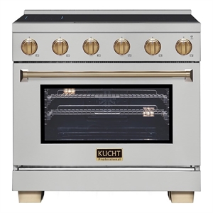 36 Inch Induction Range in Stainless Steel with Gold accents with 5 Elements and Bridge Zone
