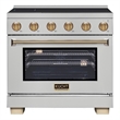 36 Inch Induction Range in Stainless Steel with Gold accents with 5 Elements and Bridge Zone