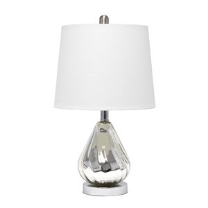 Lalia Home Glass Kissy Pear Table Lamp in Chrome with White Shade