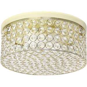 Elegant Designs Metal 12&quot 2 Light Round Ceiling Round Mount in Gold