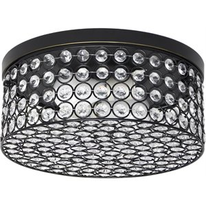 Elegant Designs Metal 12&quot 2 Light Round Ceiling Round Mount in Bronze