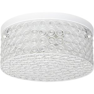 Elegant Designs Metal 12&quot 2 Light Round Ceiling Round Mount in White