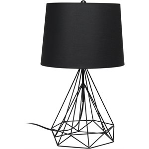 Lalia Home Metal Geometric Wired Table Lamp in Matte Black with Black Shade