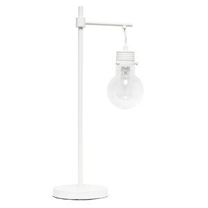 Lalia Home Metal 1 Light Beacon Table Lamp in White with Clear Shade