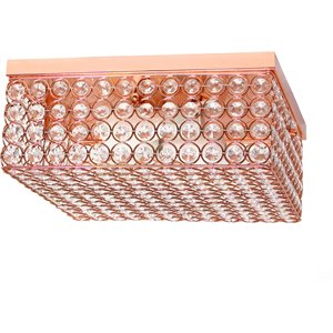 Elegant Designs Metal 12&quot Elipse Square Flush Mount Ceiling Light in Rose Gold