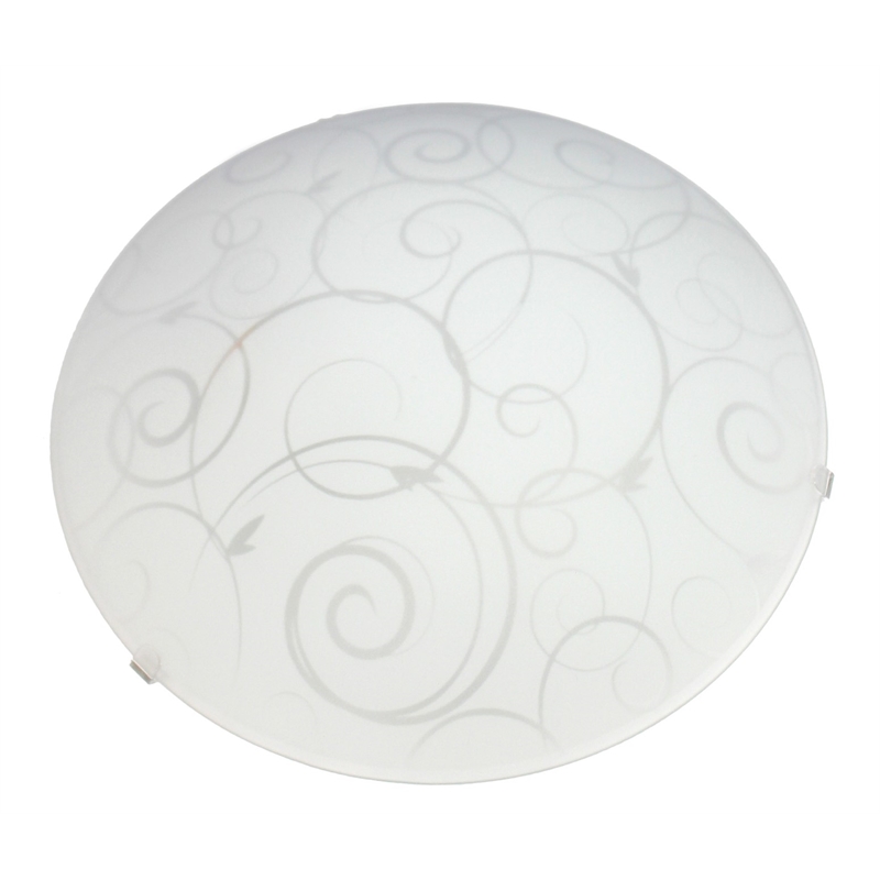 Simple Designs Glass Round Scroll Swirl Flush Mount Ceiling Light in White