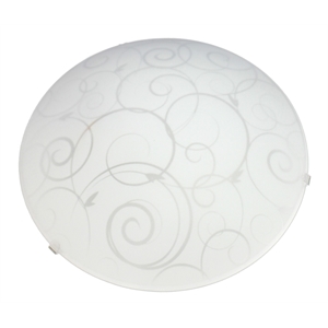 Simple Designs Glass Round Scroll Swirl Flush Mount Ceiling Light in White