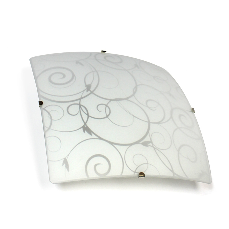 Simple Designs Glass Square Scroll Swirl Flush Mount Ceiling Light in White