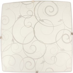 Simple Designs Glass Square Scroll Swirl Flush Mount Ceiling Light in White