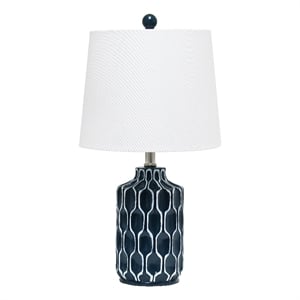 Lalia Home Resin Moroccan Table Lamp in Blue with White Shade