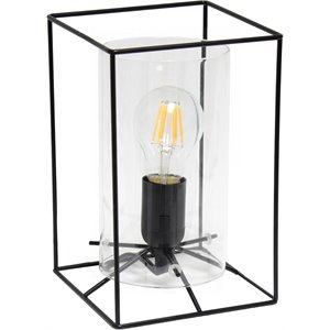 Lalia Home Metal Framed Table Lamp in Black with Clear Shade