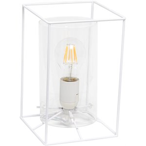 Lalia Home Metal Framed Table Lamp in White with Clear Shade