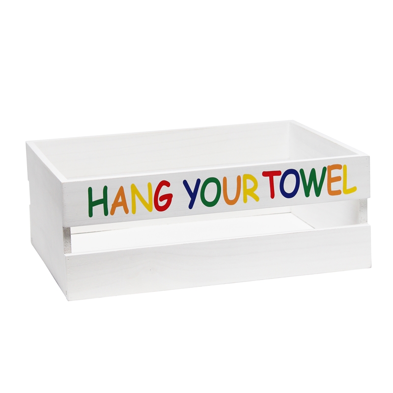 Elegant Designs Wood Large 3 Pc Bathroom Holder Set in White Wash