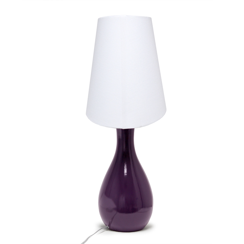 Elegant Designs Ceramic Curved Table Lamp in Purple with White Shade