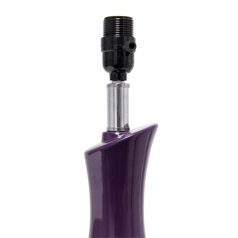 Elegant Designs Ceramic Curved Table Lamp in Purple with White Shade