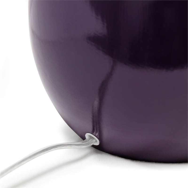Elegant Designs Ceramic Curved Table Lamp in Purple with White Shade