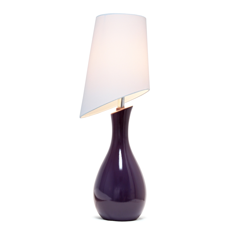 Elegant Designs Ceramic Curved Table Lamp in Purple with White Shade