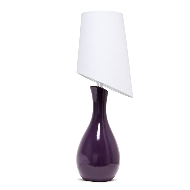 Elegant Designs Ceramic Curved Table Lamp in Purple with White Shade