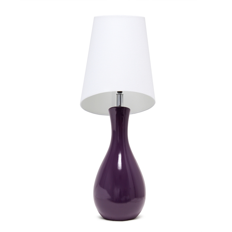Elegant Designs Ceramic Curved Table Lamp in Purple with White Shade