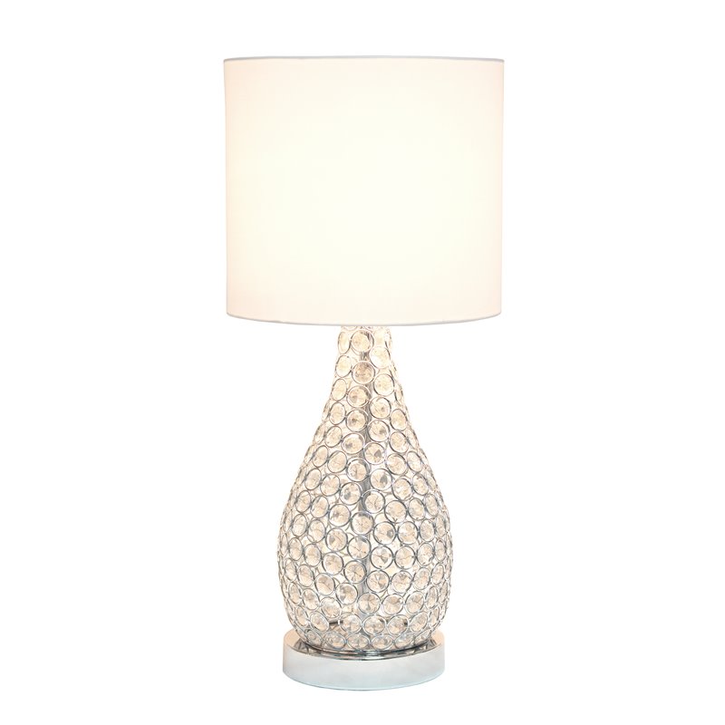 Elegant Designs Crystal Elipse Pinned Accent Table Lamp in Chrome