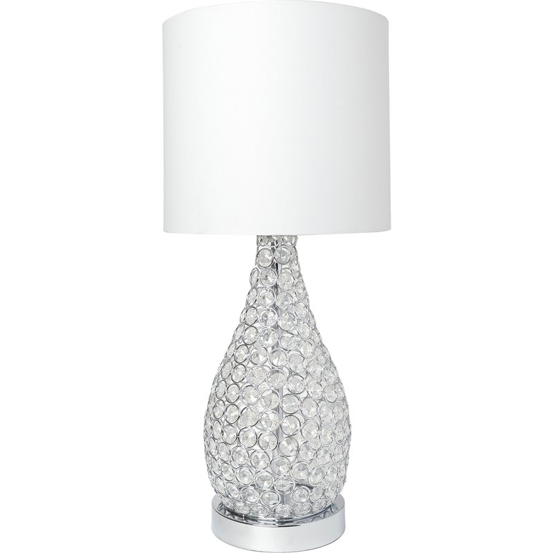 Elegant Designs Crystal Elipse Pinned Accent Table Lamp in Chrome