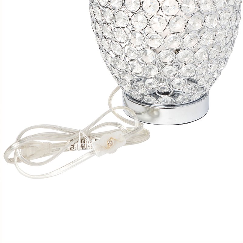 Elegant Designs Crystal Curved Accent Table Lamp in Chrome