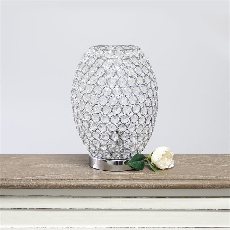 Elegant Designs Crystal Curved Accent Table Lamp in Chrome