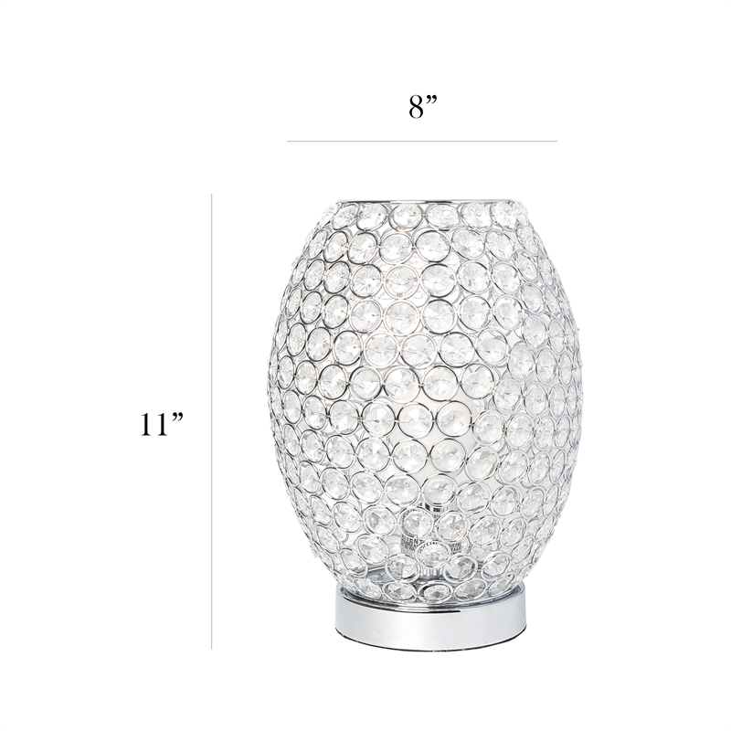 Elegant Designs Crystal Curved Accent Table Lamp in Chrome