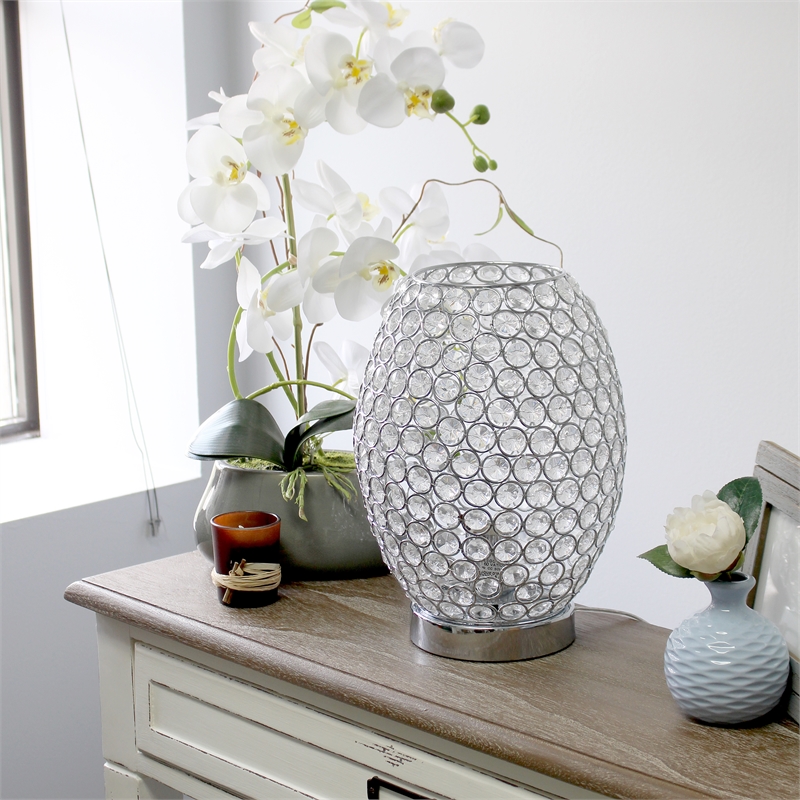 Elegant Designs Crystal Curved Accent Table Lamp in Chrome