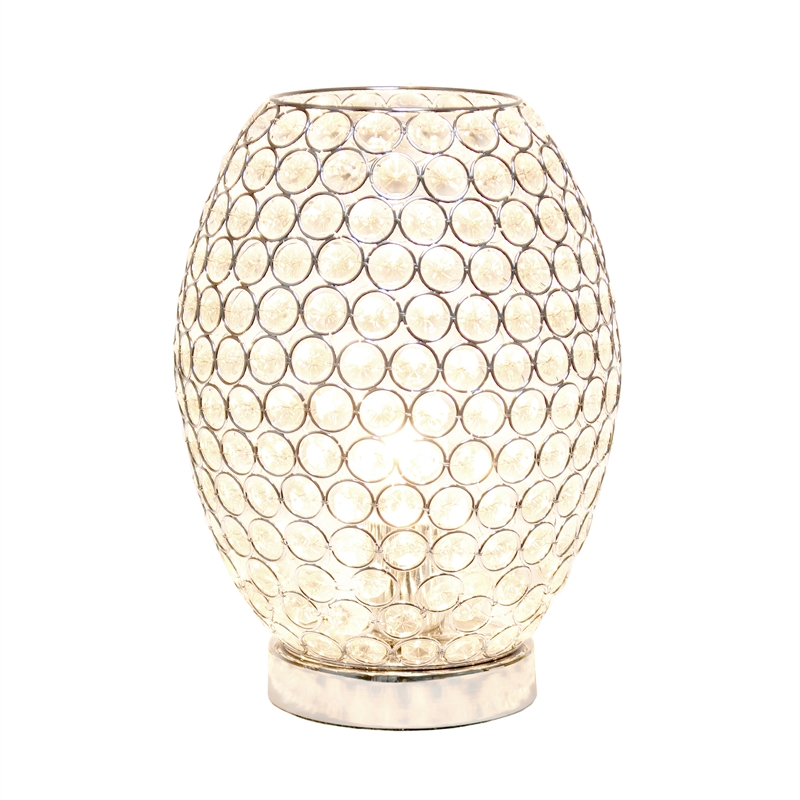 Elegant Designs Crystal Curved Accent Table Lamp in Chrome