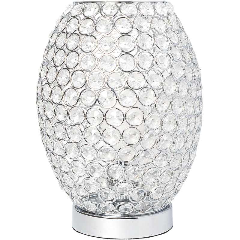 Elegant Designs Crystal Curved Accent Table Lamp in Chrome