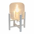 Simple Designs Glass Mounted Table Lamp in White with Clear Shade