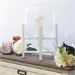 Simple Designs Glass Mounted Table Lamp in White with Clear Shade