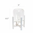 Simple Designs Glass Mounted Table Lamp in White with Clear Shade