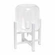 Simple Designs Glass Mounted Table Lamp in White with Clear Shade