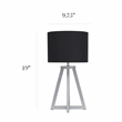 Simple Designs Wood Interlocked Triangle Table Lamp in Gray with Black Shade
