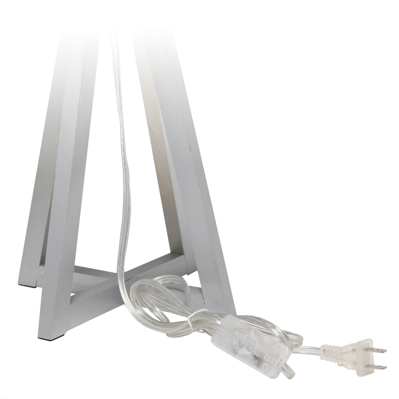 Simple Designs Wood Interlocked Triangle Table Lamp in Gray with Black Shade