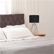 Simple Designs Wood Interlocked Triangle Table Lamp in Gray with Black Shade