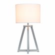 Simple Designs Wood Interlocked Triangle Table Lamp in Gray with White Shade