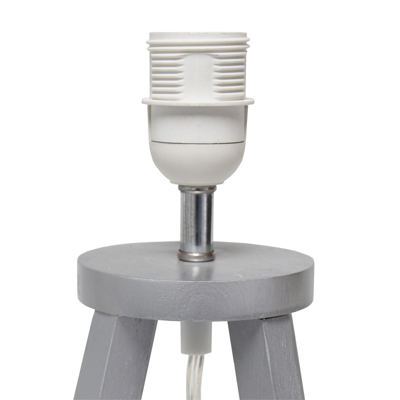 Simple Designs Wood Interlocked Triangle Table Lamp in Gray with White Shade