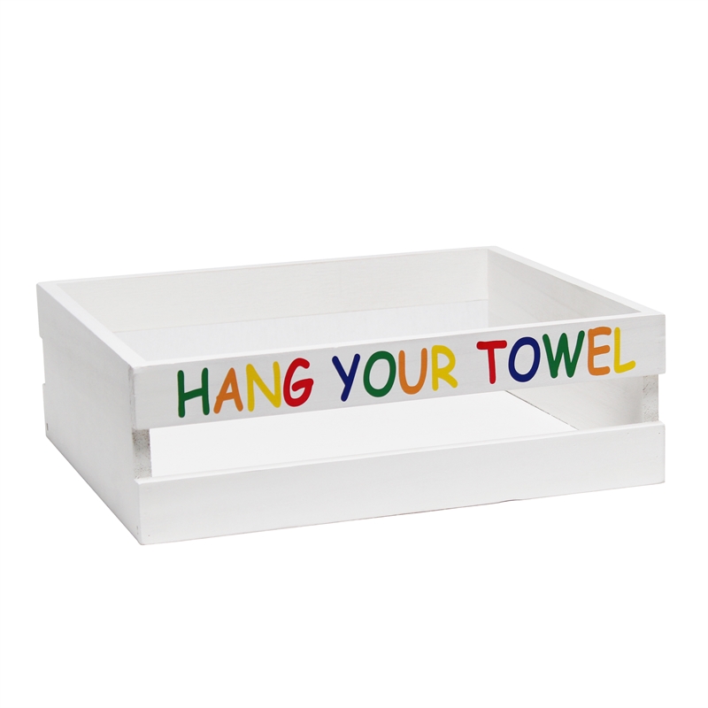 Elegant Designs Wood Small 3 Pc Bathroom Holder Set in White Wash