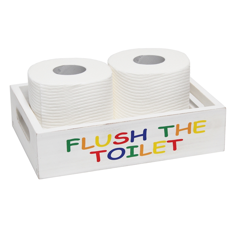 Elegant Designs Wood Small 3 Pc Bathroom Holder Set in White Wash