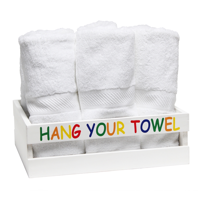 Elegant Designs Wood Small 3 Pc Bathroom Holder Set in White Wash