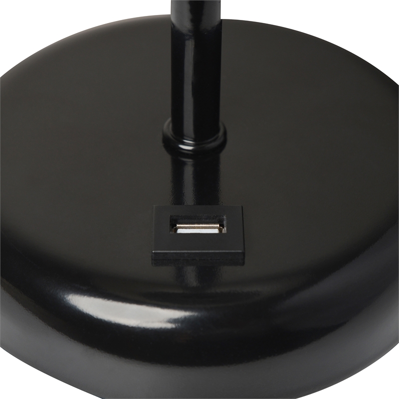 LimeLights Metal Stick Lamp w/ USB Port 2 Pack in Black with White Shade