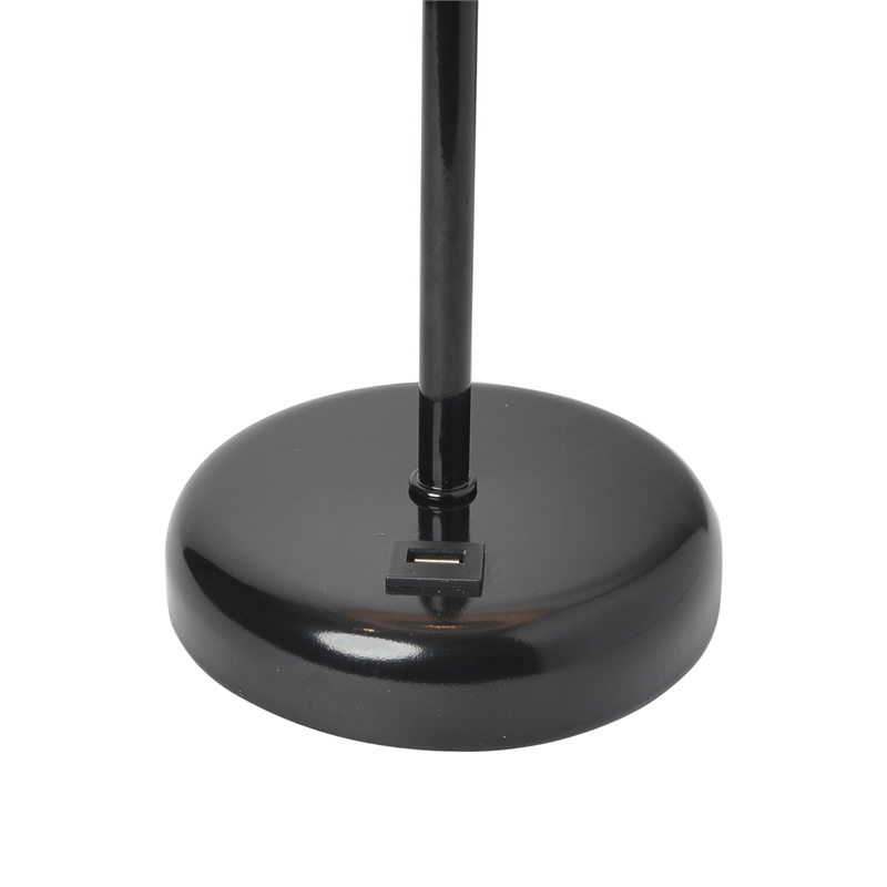 LimeLights Metal Stick Lamp w/ USB Port 2 Pack in Black with White Shade