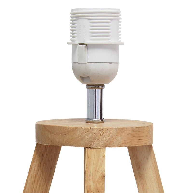 Simple Designs Wood Interlocked Triangle Table Lamp in Natural with Black Shade