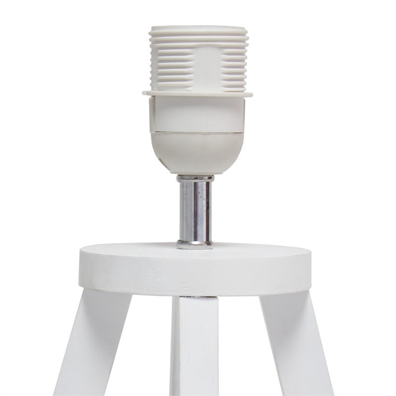 Simple Designs Wood Interlocked Triangle Table Lamp in White with Gray Shade
