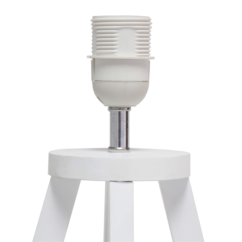 Simple Designs Wood Interlocked Triangle Table Lamp in White with White Shade