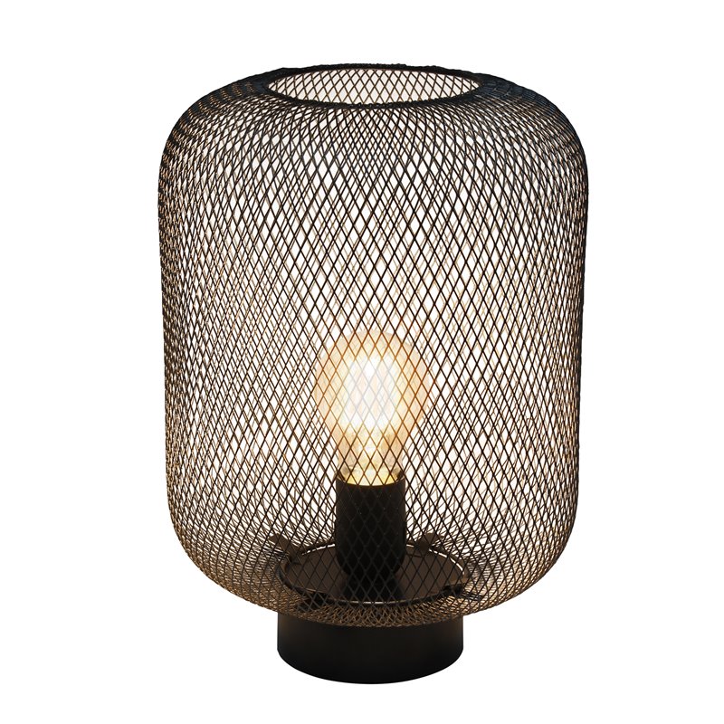 Simple Designs Metal Mesh Industrial Table Lamp in Black