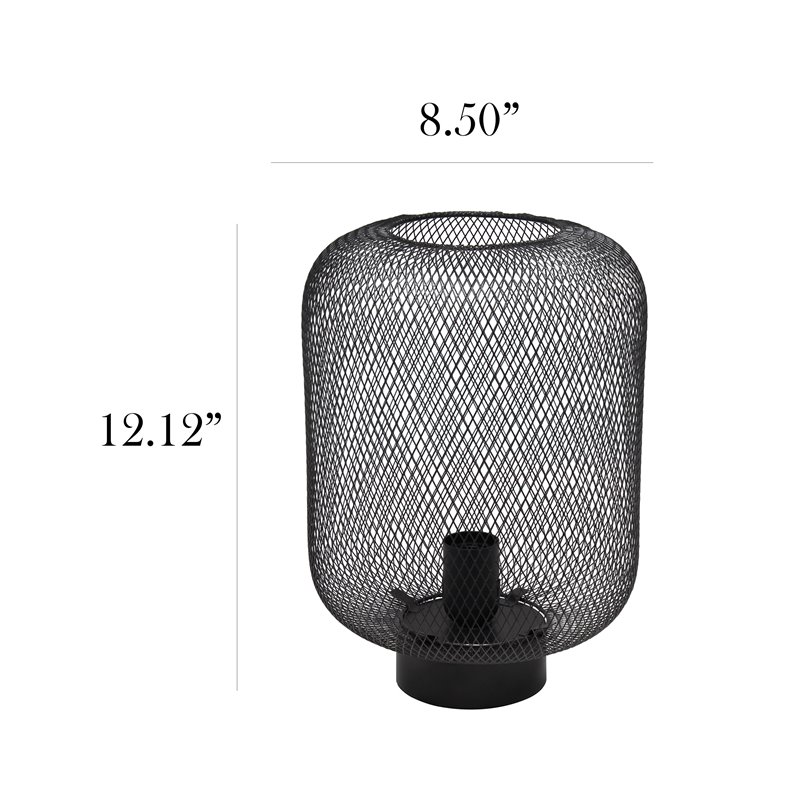 Simple Designs Metal Mesh Industrial Table Lamp in Black
